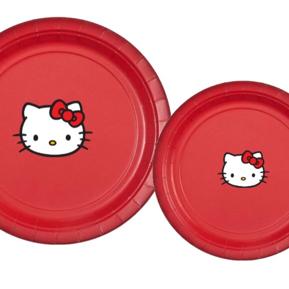 Kitty Party Supplies Set, Red Paper Plates, Cups and Napkins, Party Pack - Picture 2 of 4